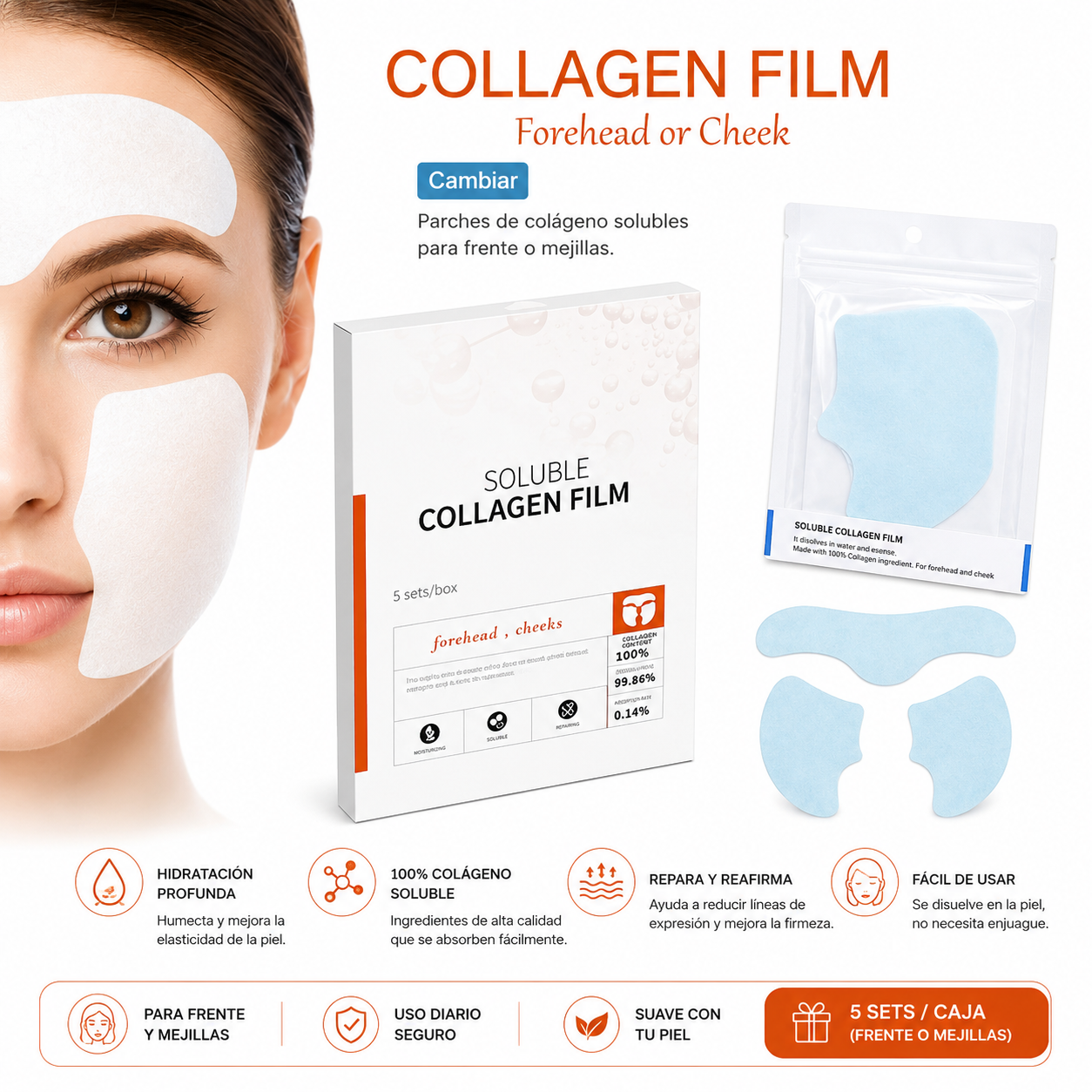 MASCARILLAS SOLUBLES DE COLÁGENO (5 SETS POR CAJA)